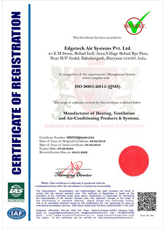 edgetech ISO 9001 2015 Certificate